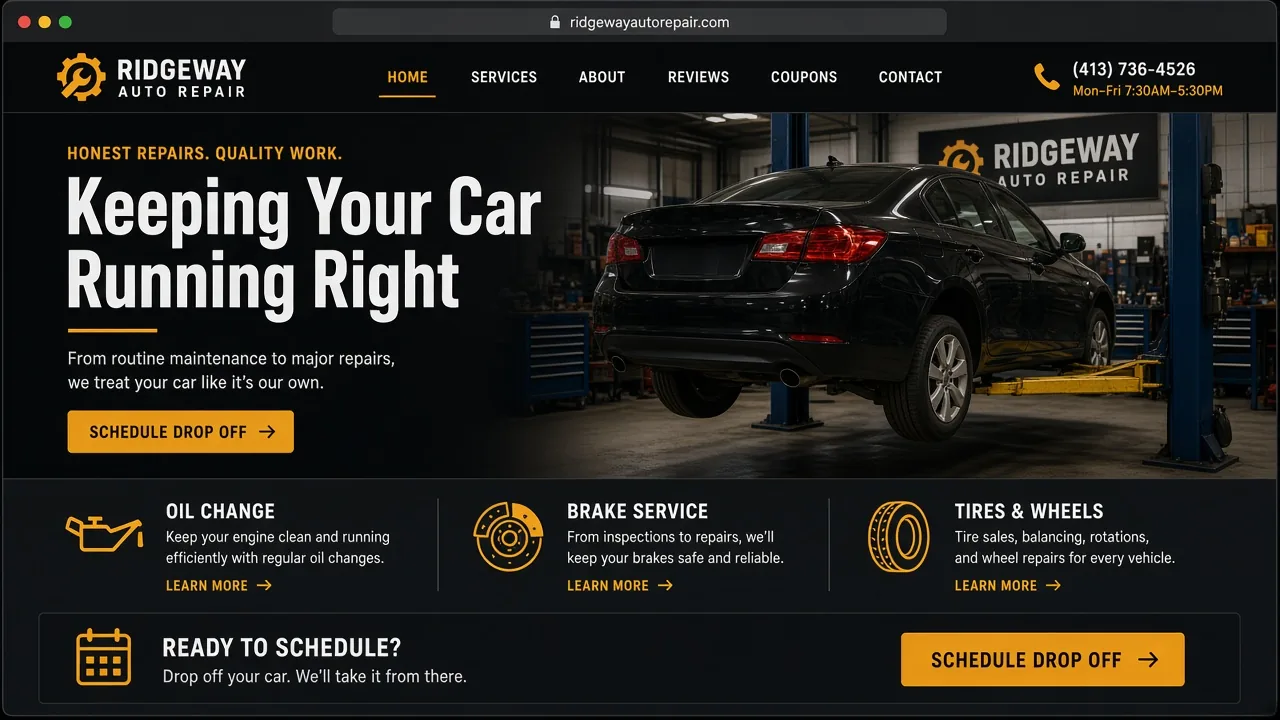 Website mockup autorepair