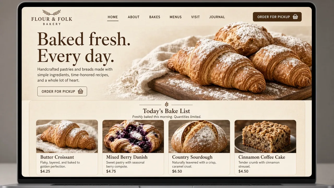 Website mockup bakery