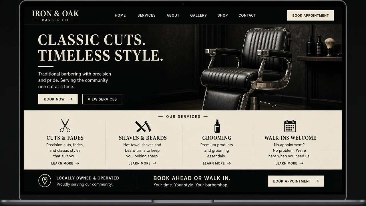 Website mockup barber