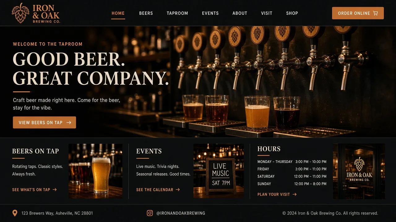 Website mockup brewery