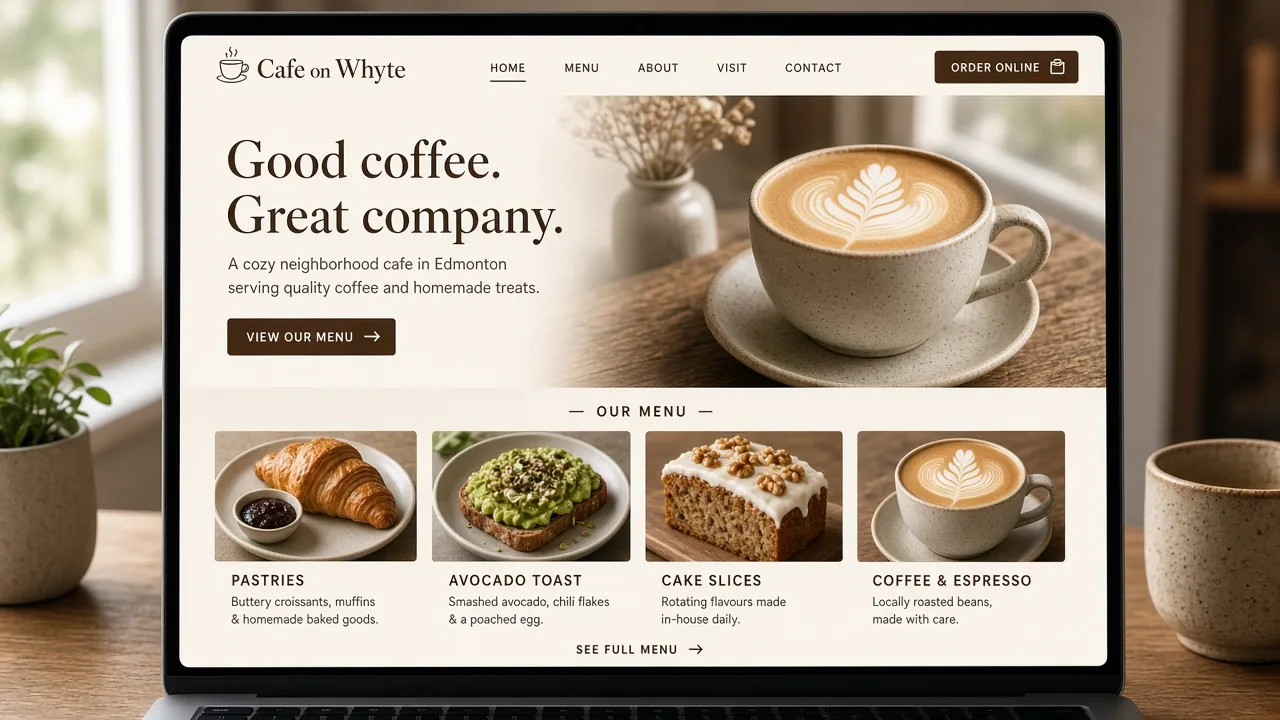 Website mockup cafe