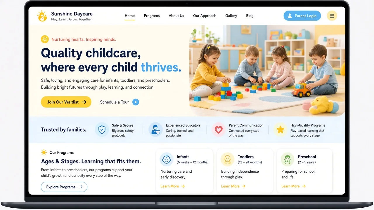 Website mockup daycare