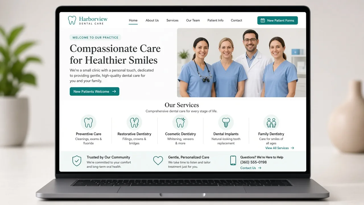 Website mockup dentist