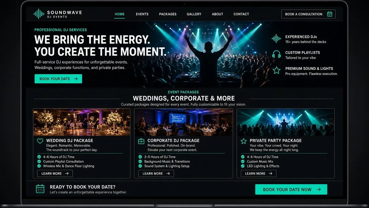 Website mockup dj