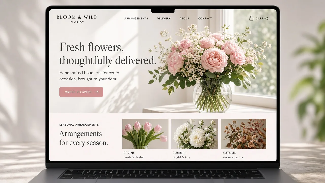 Website mockup florist