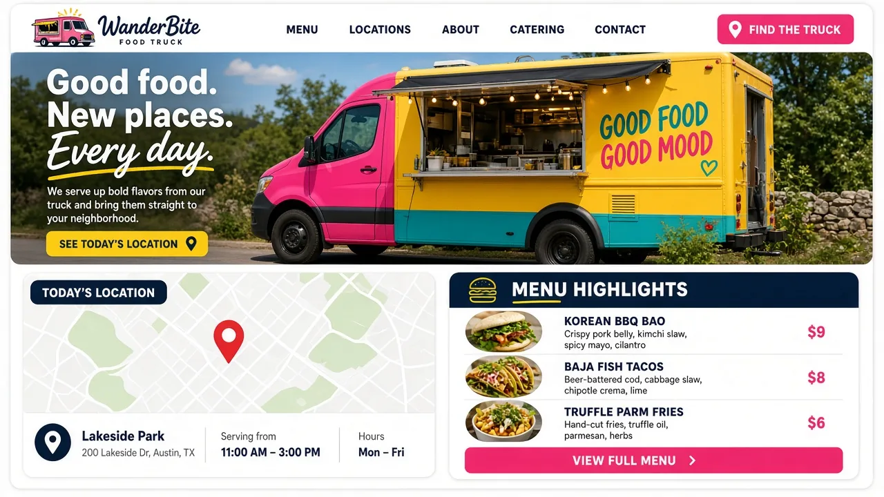 Website mockup foodtruck