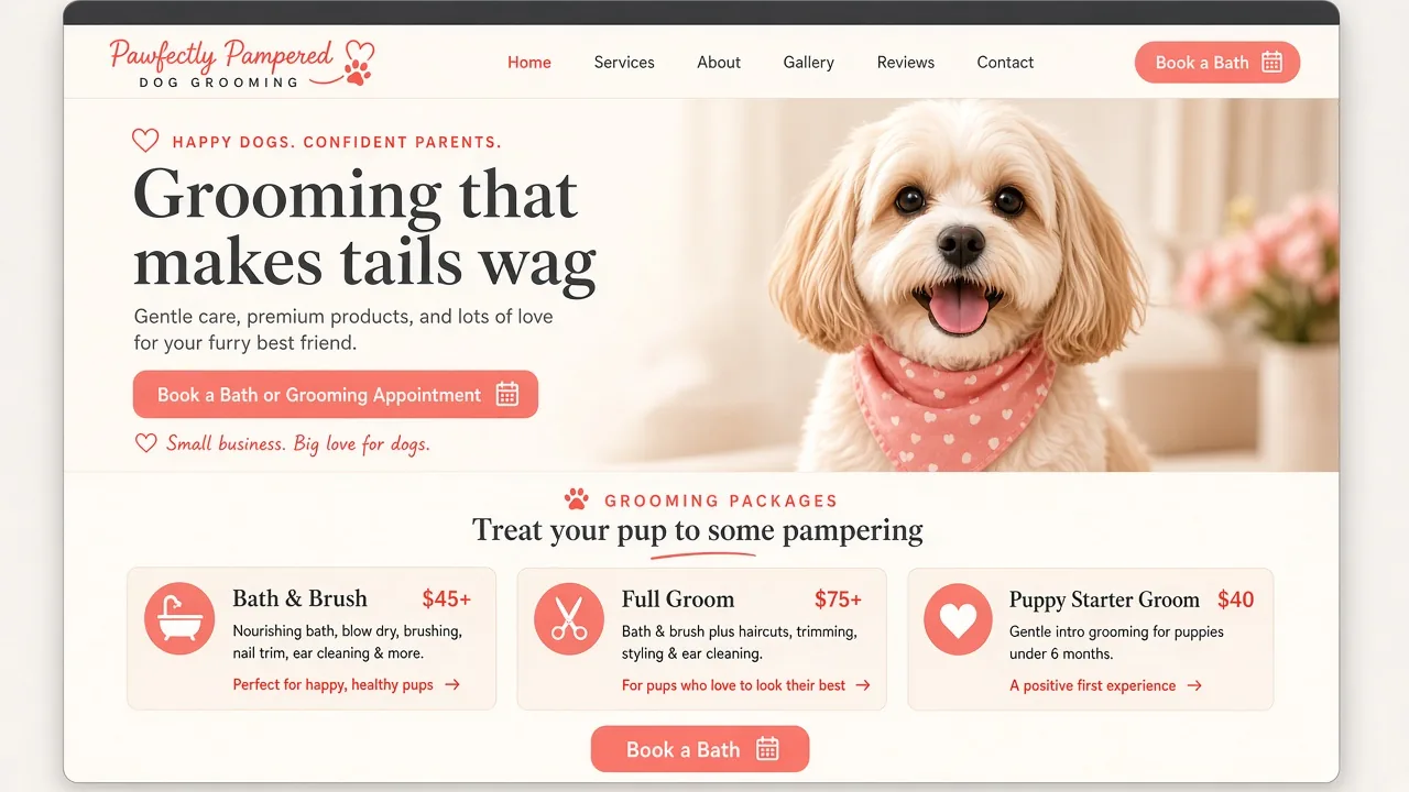 Website mockup groomer