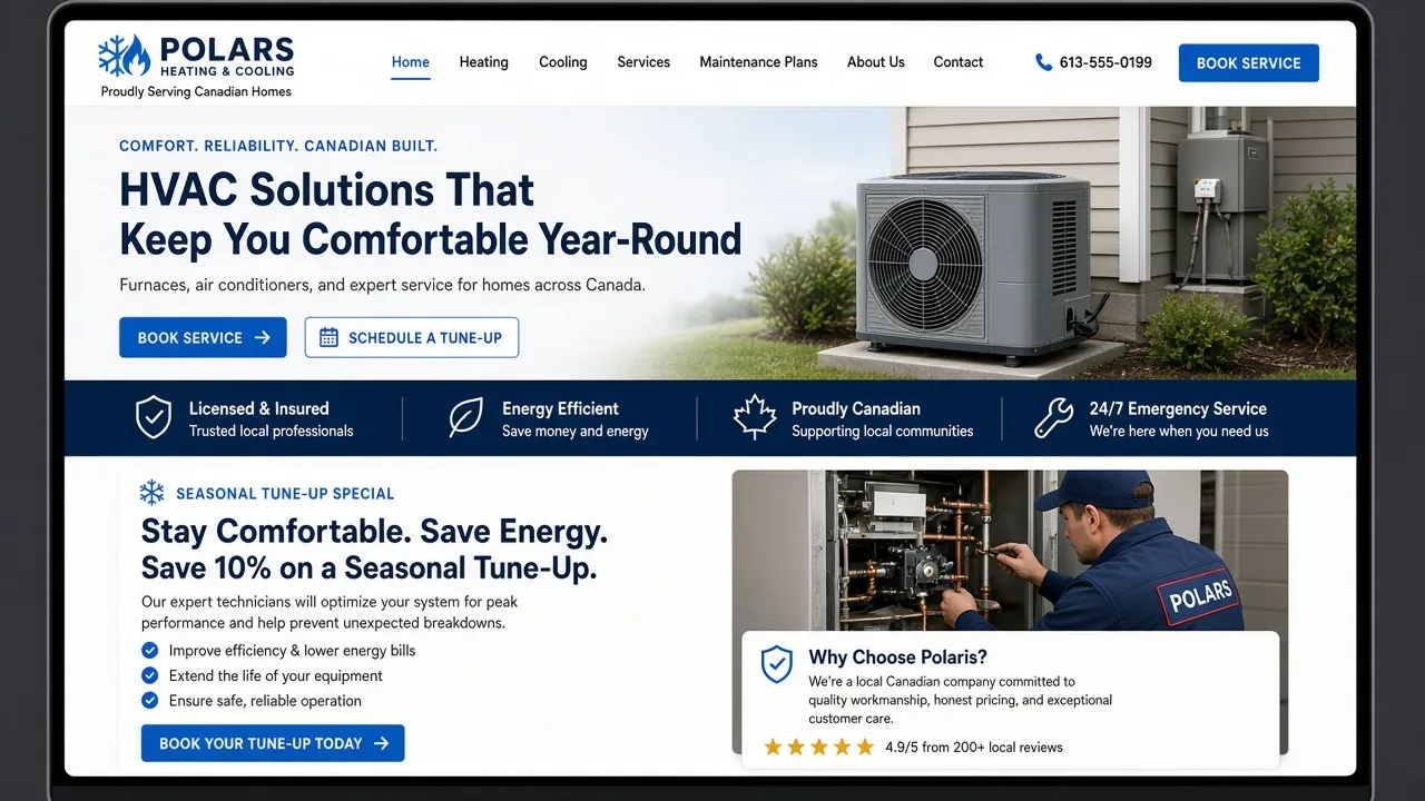 Website mockup hvac