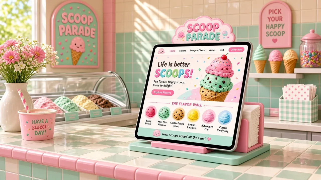 Website mockup icecream