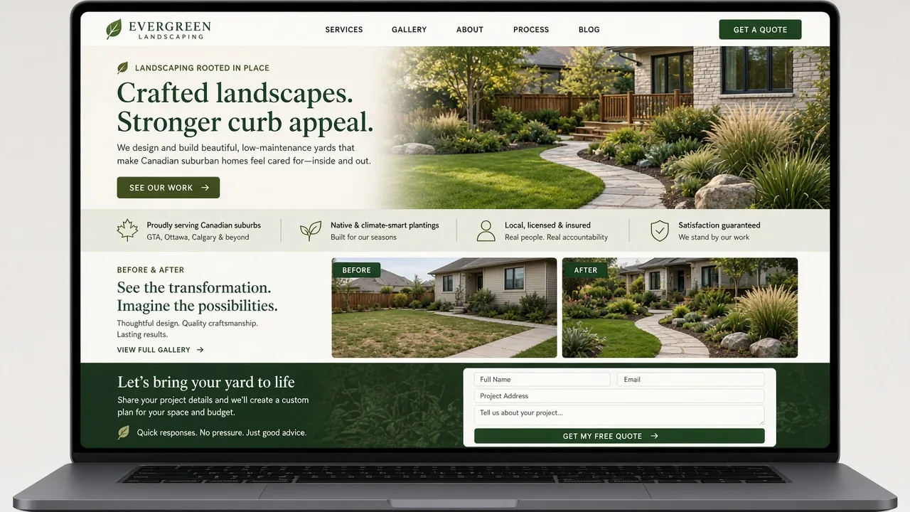 Website mockup landscaper