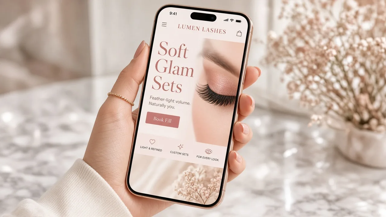 Website mockup lashes