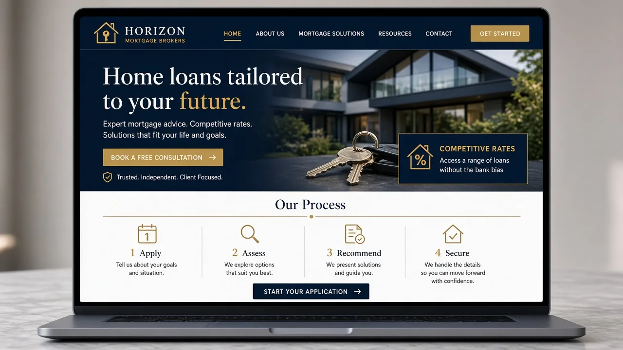 Website mockup mortgage