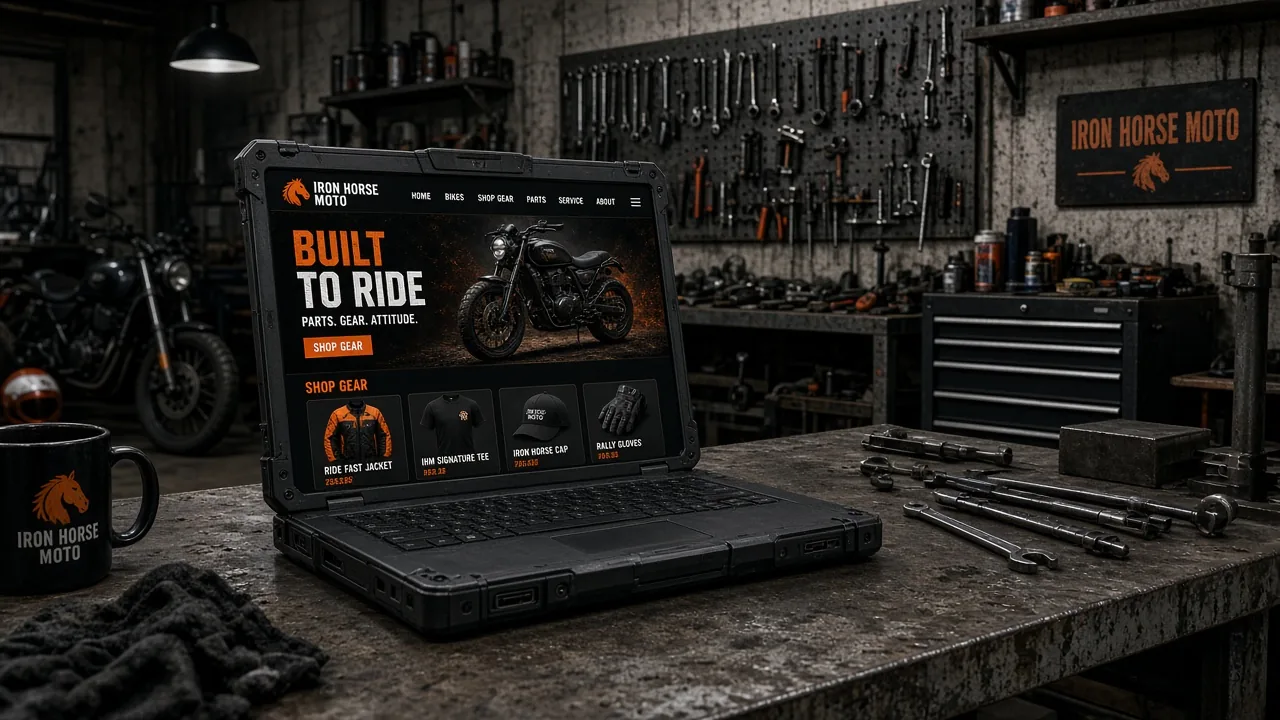 Website mockup motorcycle