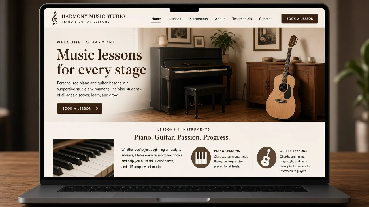 Website mockup music