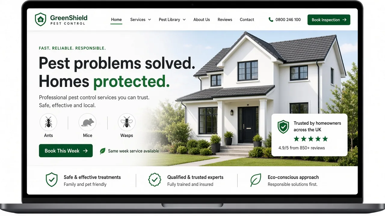 Website mockup pest