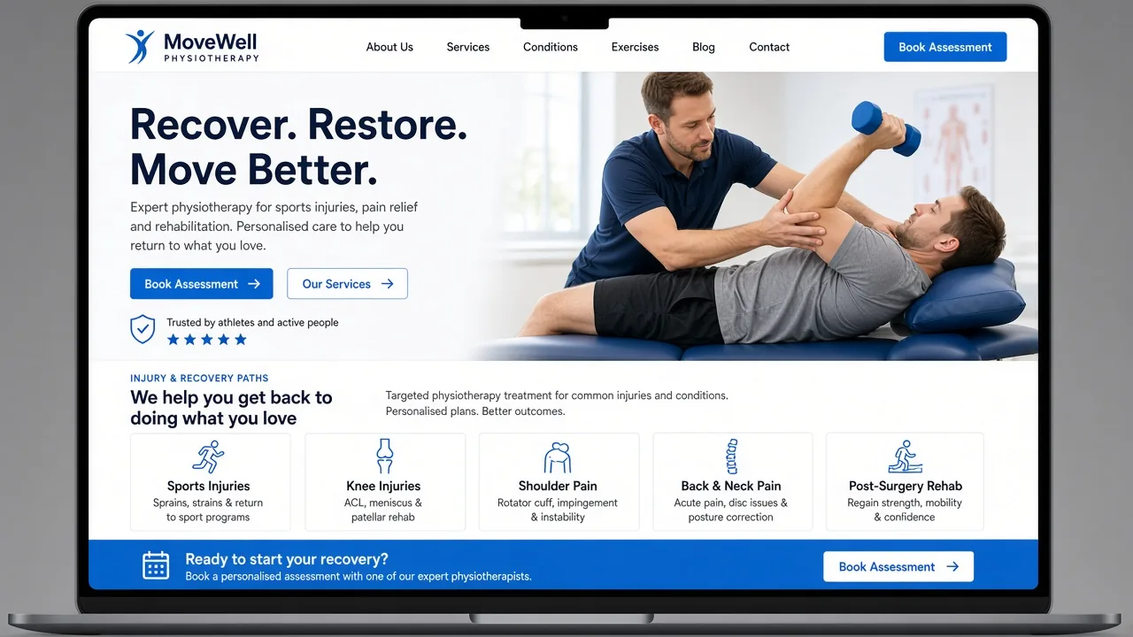 Website mockup physio