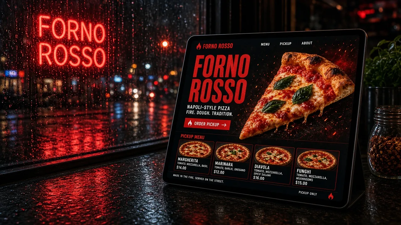 Website mockup pizza