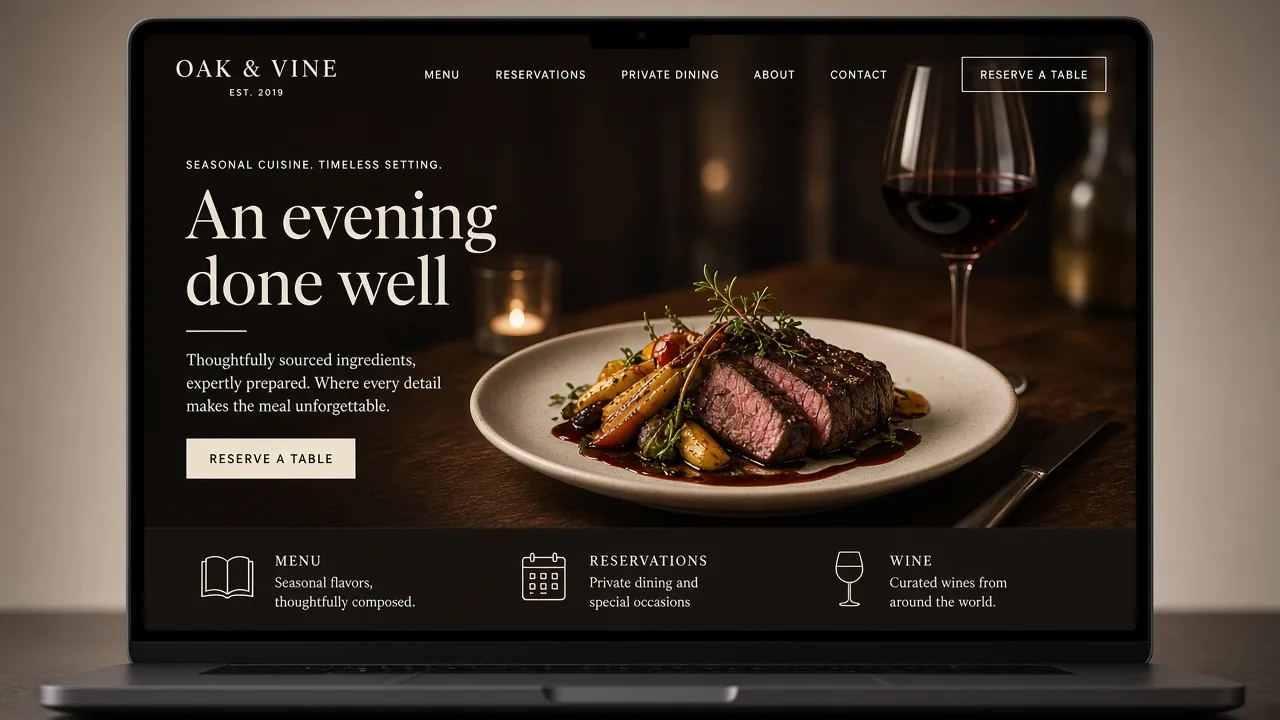 Website mockup restaurant