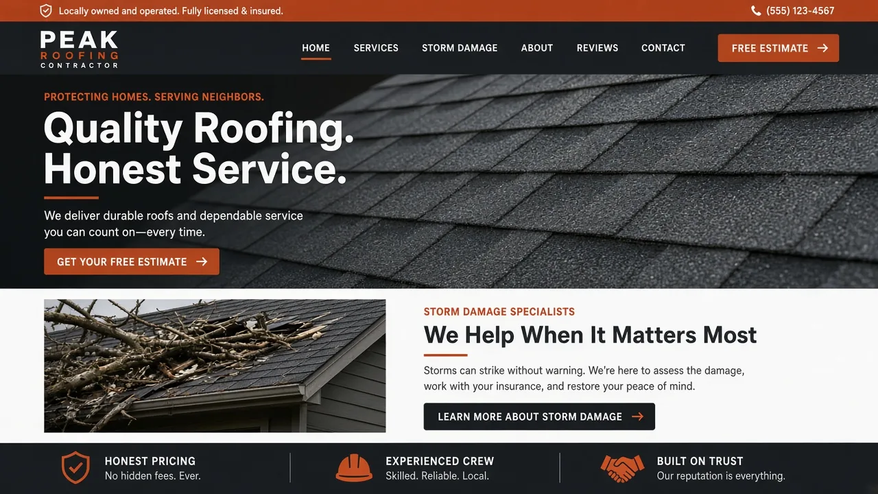 Website mockup roofer