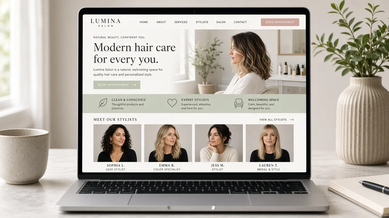 Website mockup salon