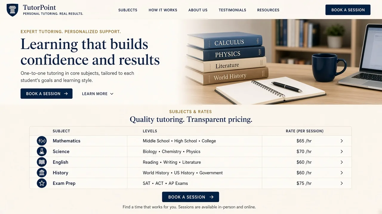 Website mockup tutor